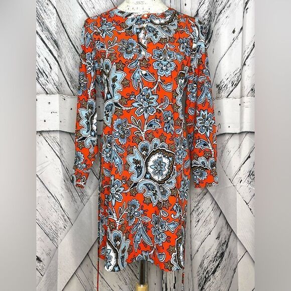 LOFT Coral Floral Shirt Dress Half Button Tie Belt PS - Picture 4 of 9